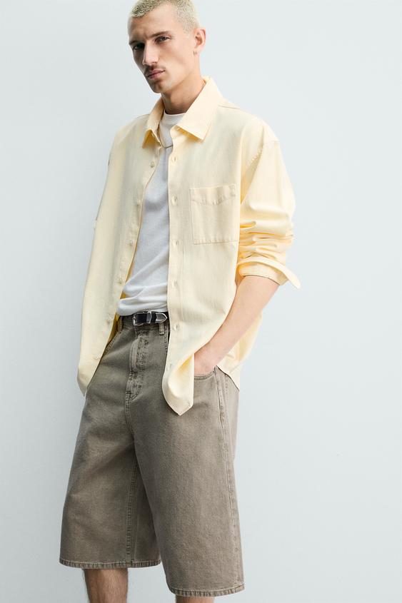 BERMUDA DENIM BALLOON FIT STRUCTURÉ - Kaki de Zara - Image 5
