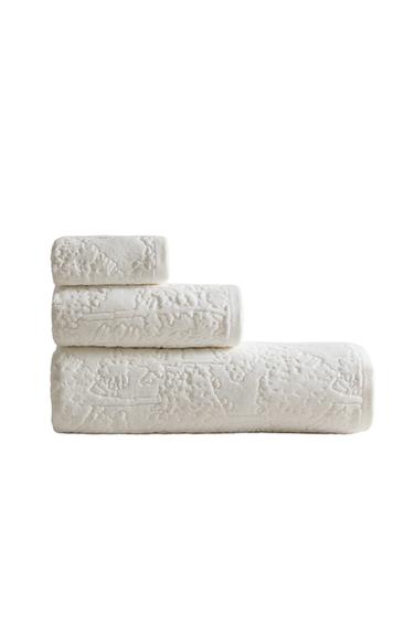 FLORAL JACQUARD BATH TOWEL - Oyster-white by Zara