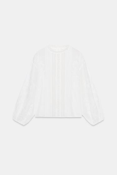 LACE TRIM SHIRT - Ecru by Zara