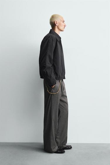 VESTE COURTE AJUSTÉE À RAYURES - Bleu de Zara - Image 3