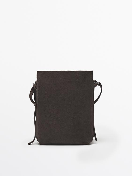 Split leather mini crossbody bag Brown ZARA Canada