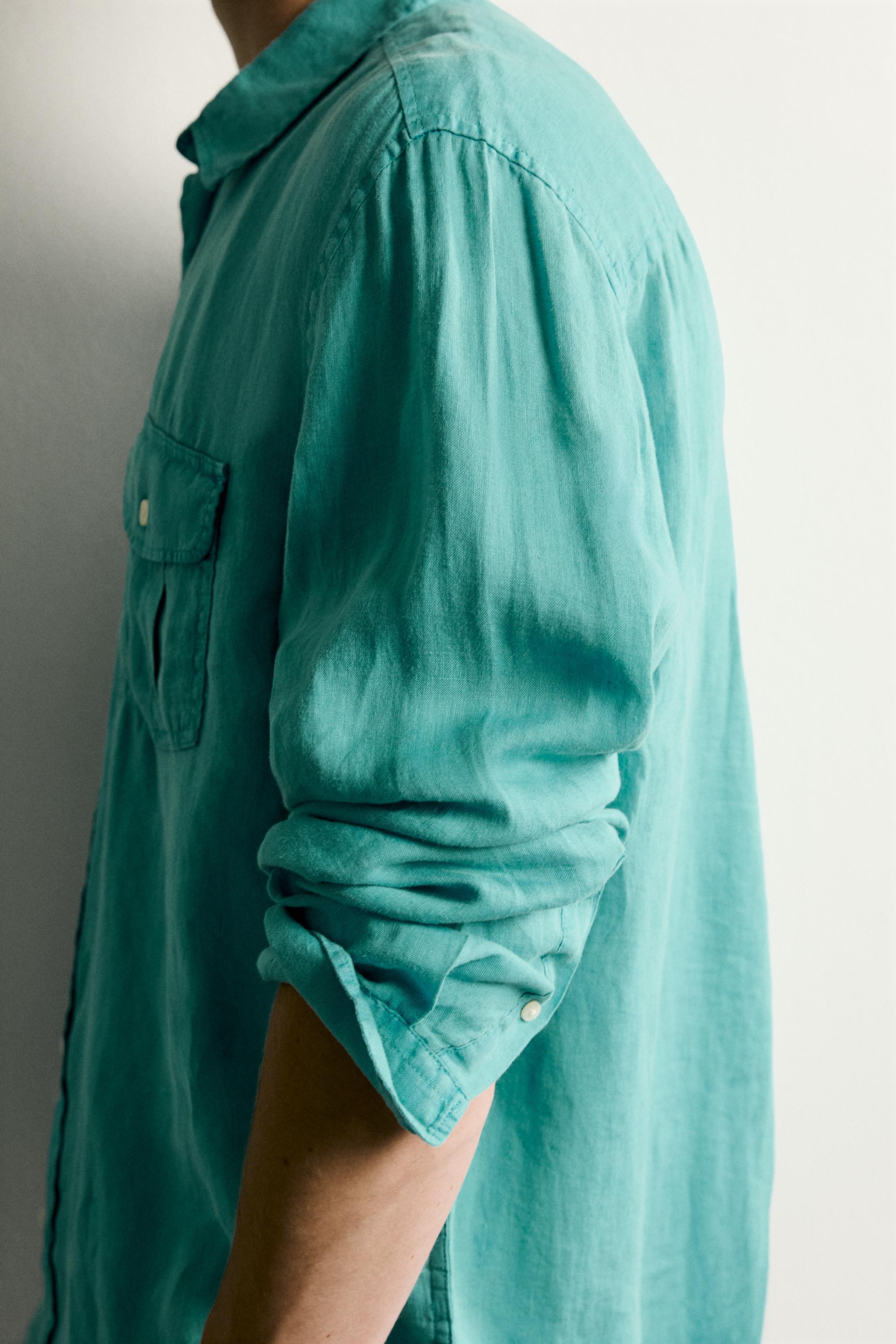 Zara RELAXED FIT %100 KETEN GÖMLEK görsel 5