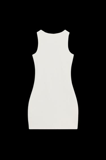 Zara INTERLOCK BUTTON DRESS - Ecru