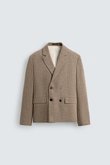 TEXTURED DOUBLE-BREASTED BLAZER - Mid-camel de Zara - Image 8