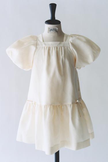 Zara SATIN DRESS WITH BOWS - Ecru