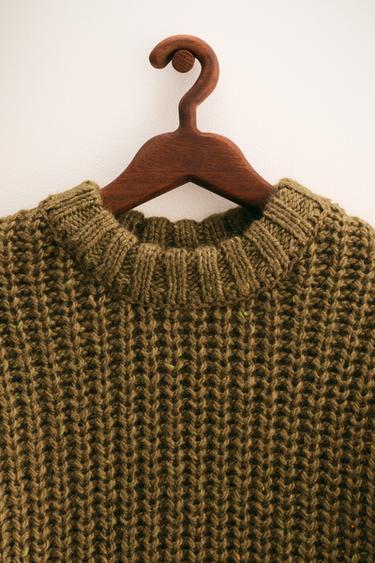 ZARA TIMELESS - CHUNKY KNIT JUMPER WITH WOOL - Mid-green by Zara - Image 2