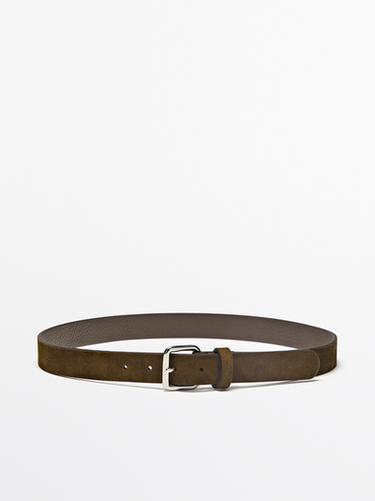 Zara Split leather belt with square buckle - Gold