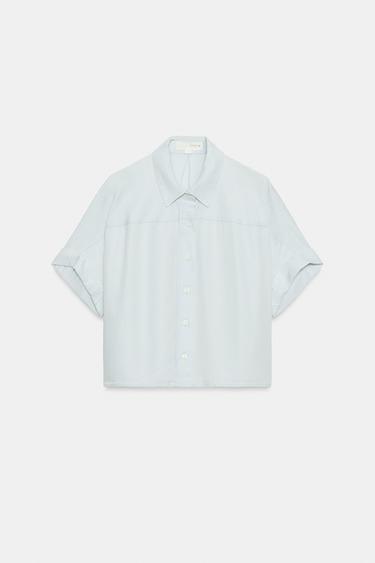 CAMISA FLUIDA MANGA CORTA - Azul claro de Zara