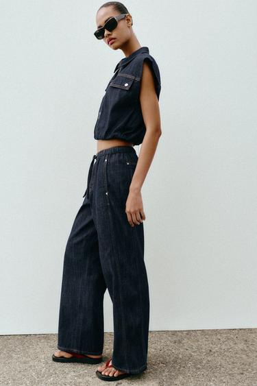 Z1975 MID-WAIST WIDE-LEG JOGGER JEANS - Blue by Zara - Image 3