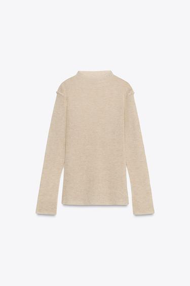 PULL EN MAILLE À COL CHEMINÉE - Sable de Zara - Image 4