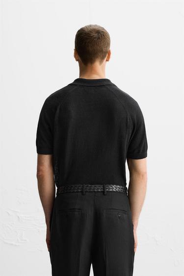100% LINEN KNIT POLO SHIRT LIMITED EDITION - Black by Zara - Image 2