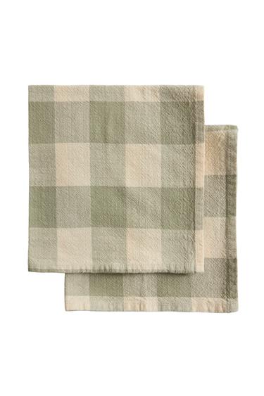 SET TOVAGLIOLI A QUADRI IN FILO TINTO (SET DA 2) - Celeste di Zara