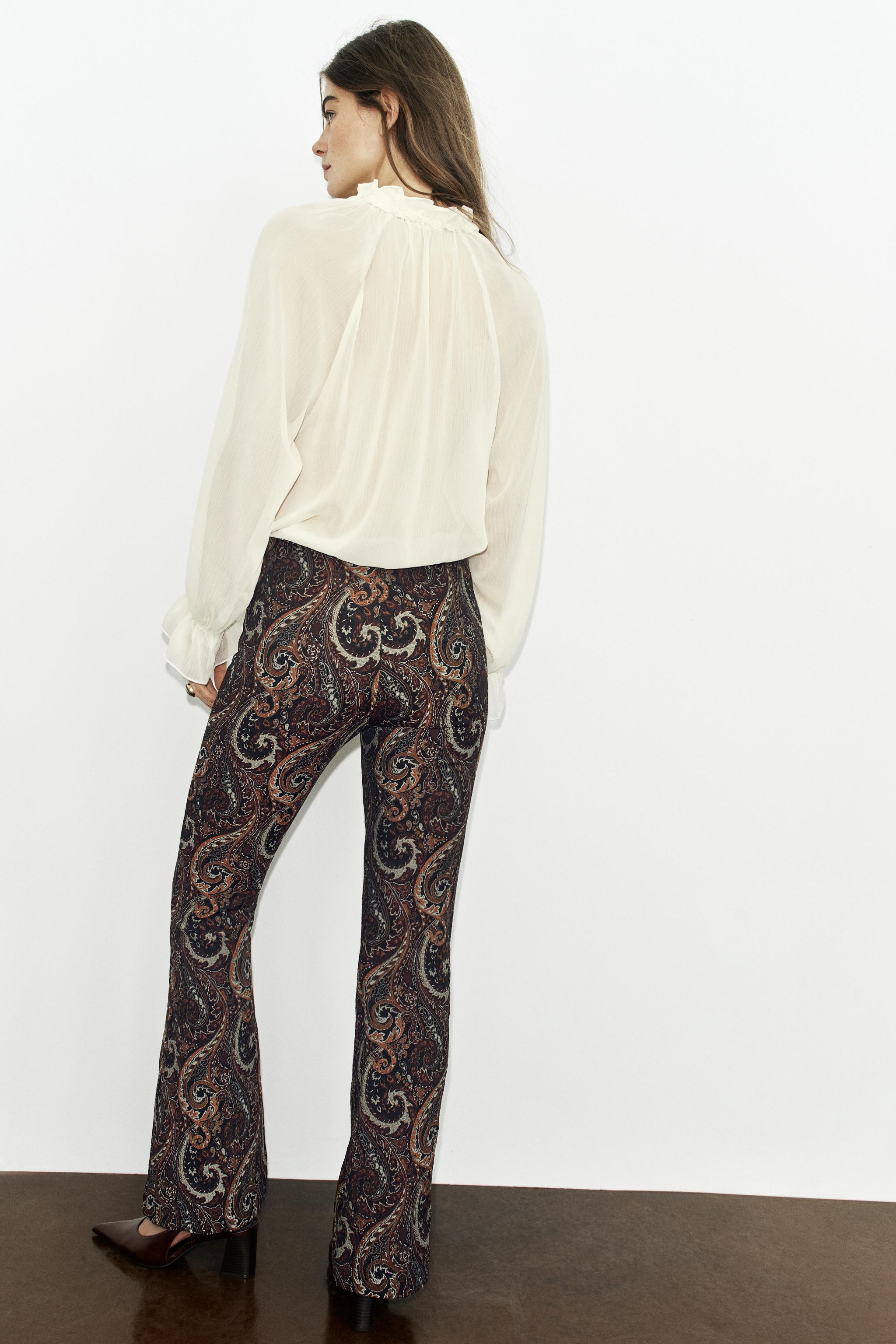 Женские брюки Zara JACQUARD FLARE TROUSERS — фото 5