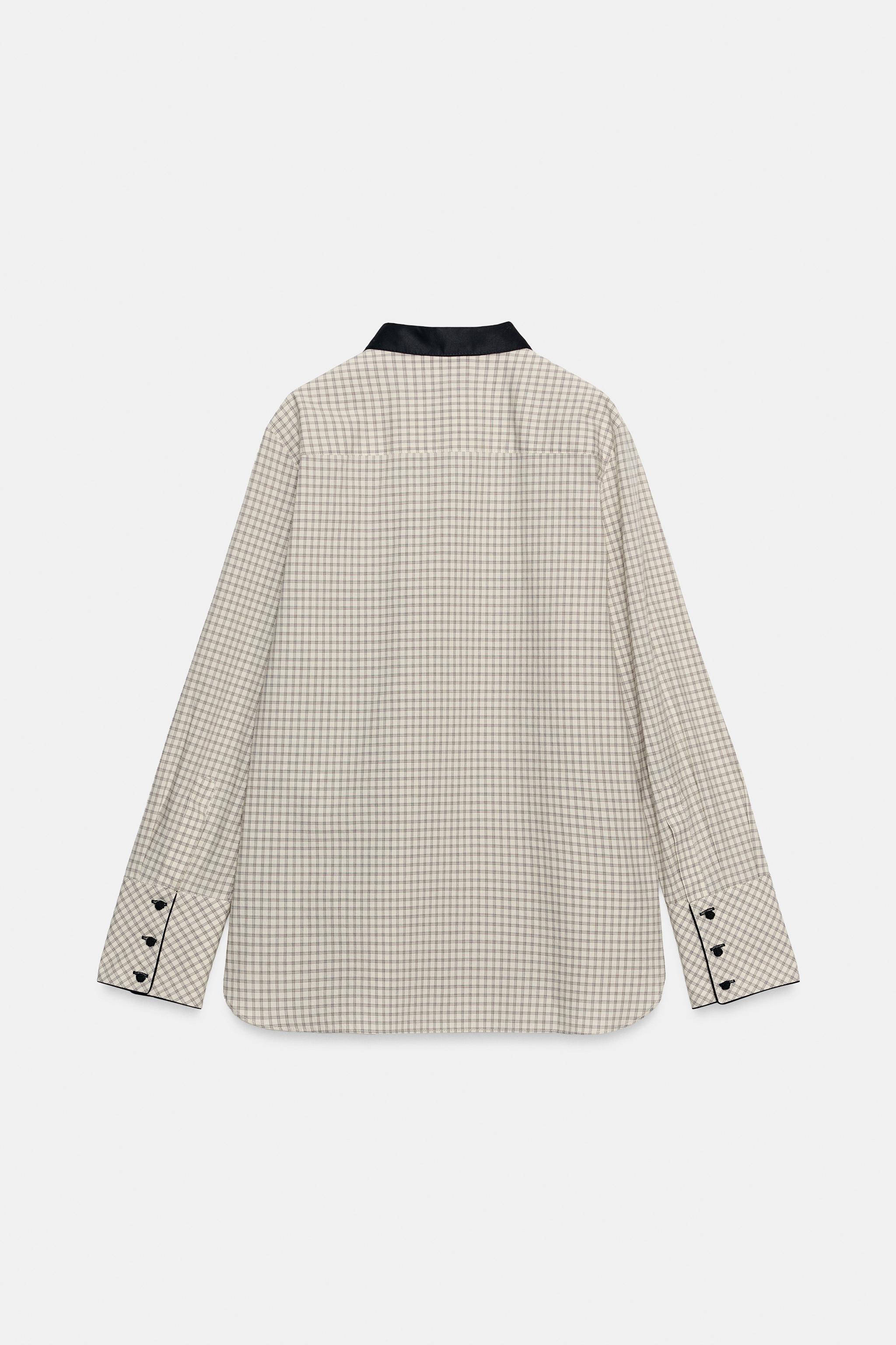ZW COLLECTION CONTRAST COLLAR CHECKED SHIRT