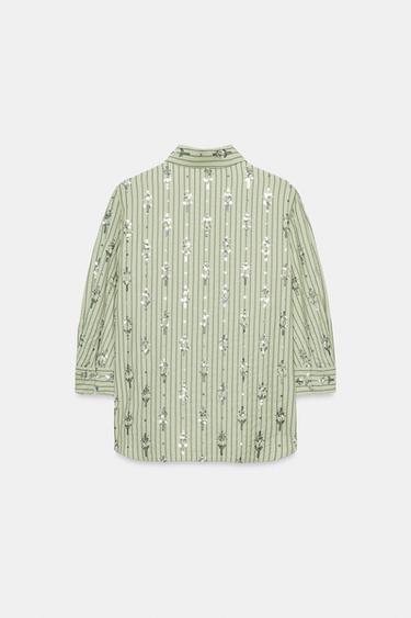 CHEMISE À RAYURES PAILLETTES - Vert moyen de Zara - Image 5