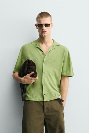 LINEN/COTTON KNIT SHIRT - Light green by Zara