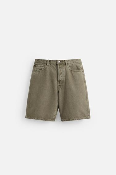 SHORTS - STRAIGHT LEG - mørk kaki fra Zara