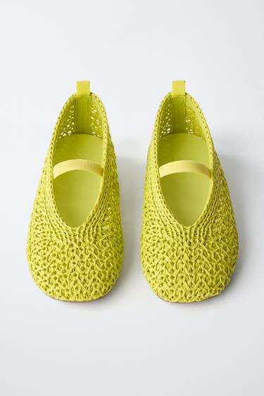 BALLERINES TRESSÉES - Jaune de Zara - Image 3