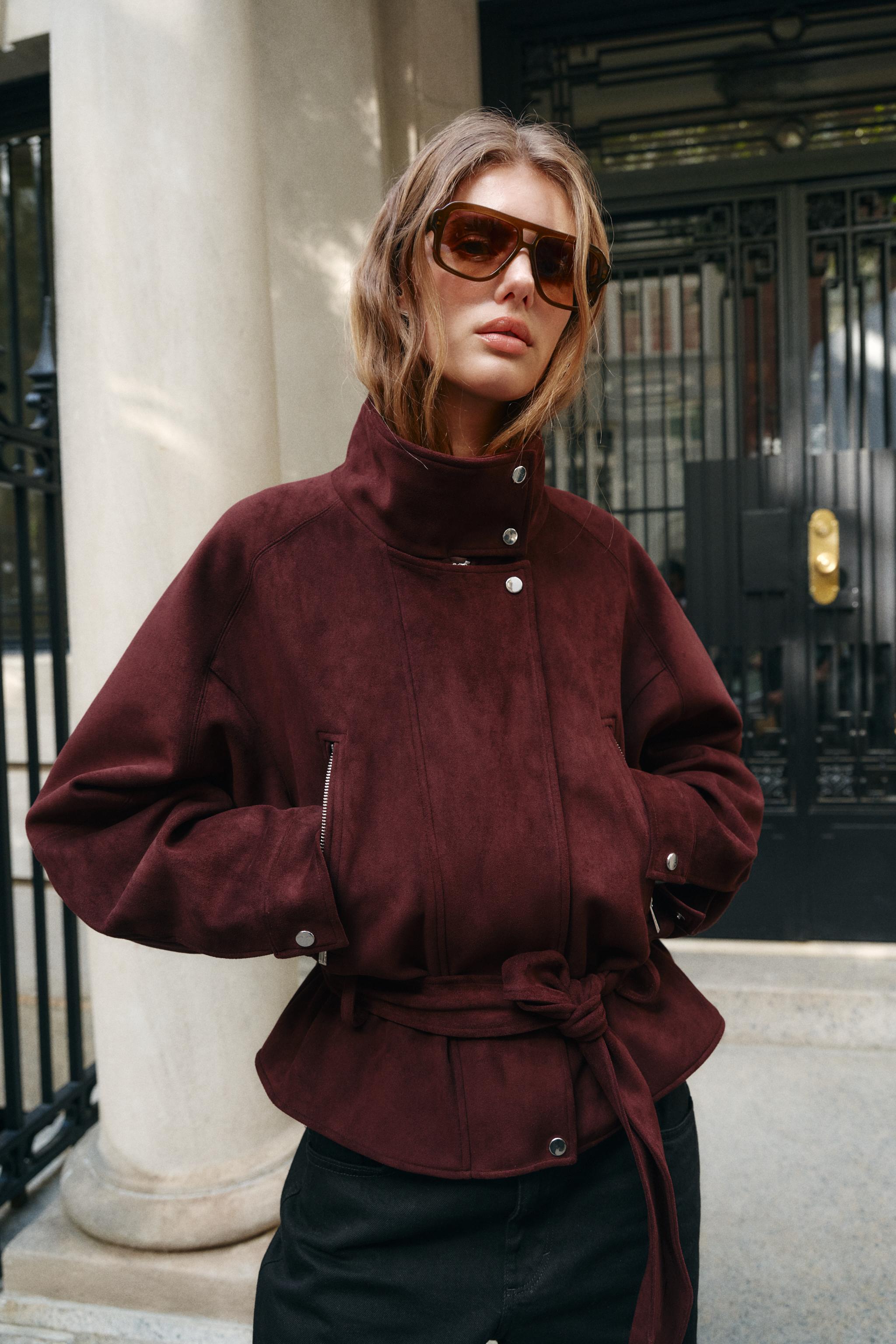 FAUX FUR COLLAR BELTED JACKET