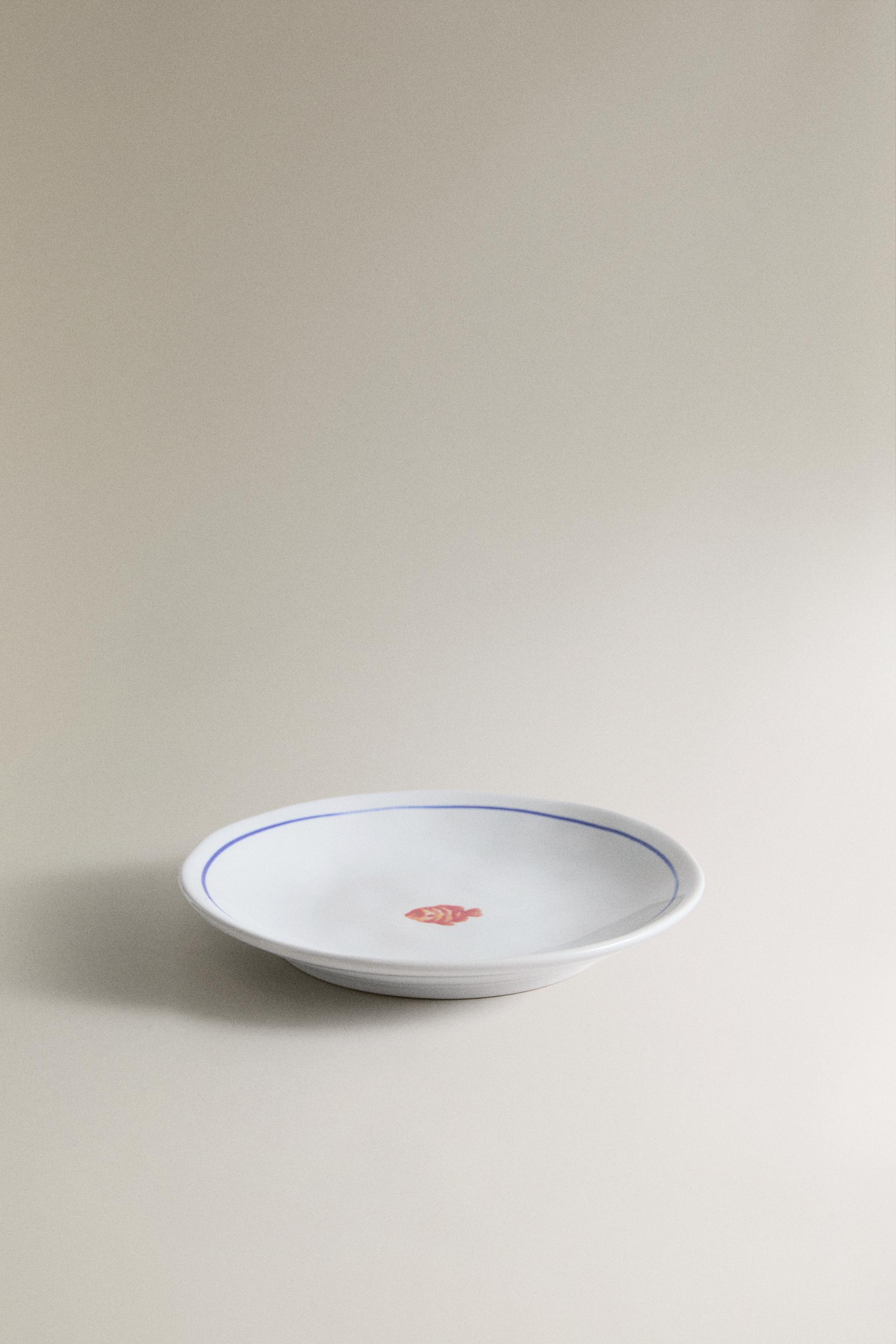 MARINE ANIMAL STONEWARE SIDE PLATE — Blue