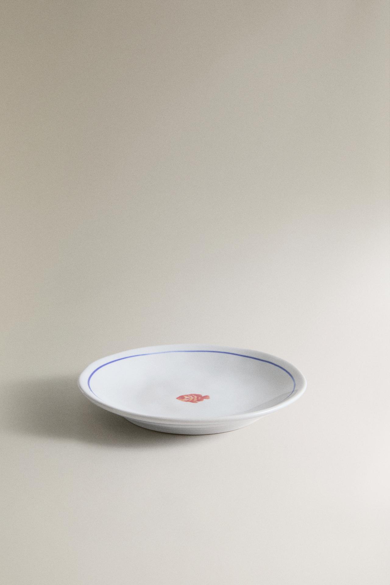 MARINE ANIMAL STONEWARE SIDE PLATE — Blue