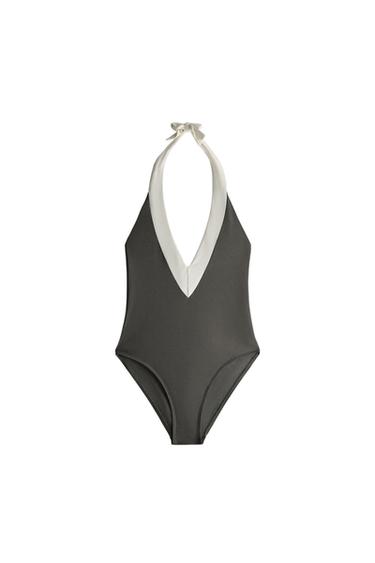 TIED HALTER BEACH SWIMSUIT - Grey by Zara