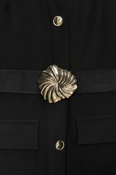 BELTED CREPE MIDI DRESS - Black by Zara - Image 6