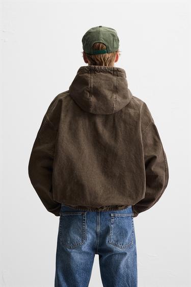 BLOUSON EN DENIM À CAPUCHE - Marron de Zara - Image 2