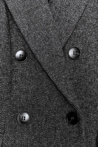 Zara OVERSIZED DOUBLE BREASTED BLAZER - Gray