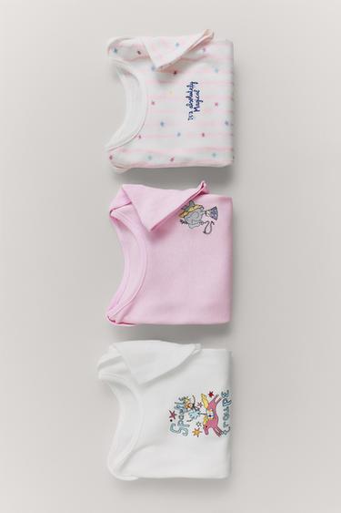 3-PACK OF CIRCUS PRINT BODYSUITS - Pink / White by Zara