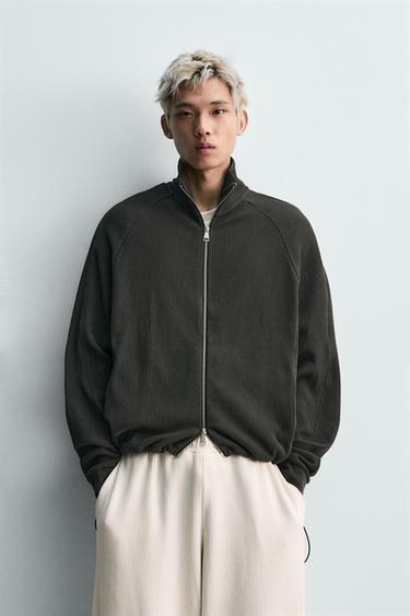 Zara 拉鍊針織夾克 - 深鉛色
