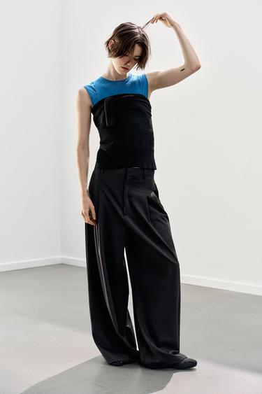 CALÇAS COM PINÇAS - Preto da Zara