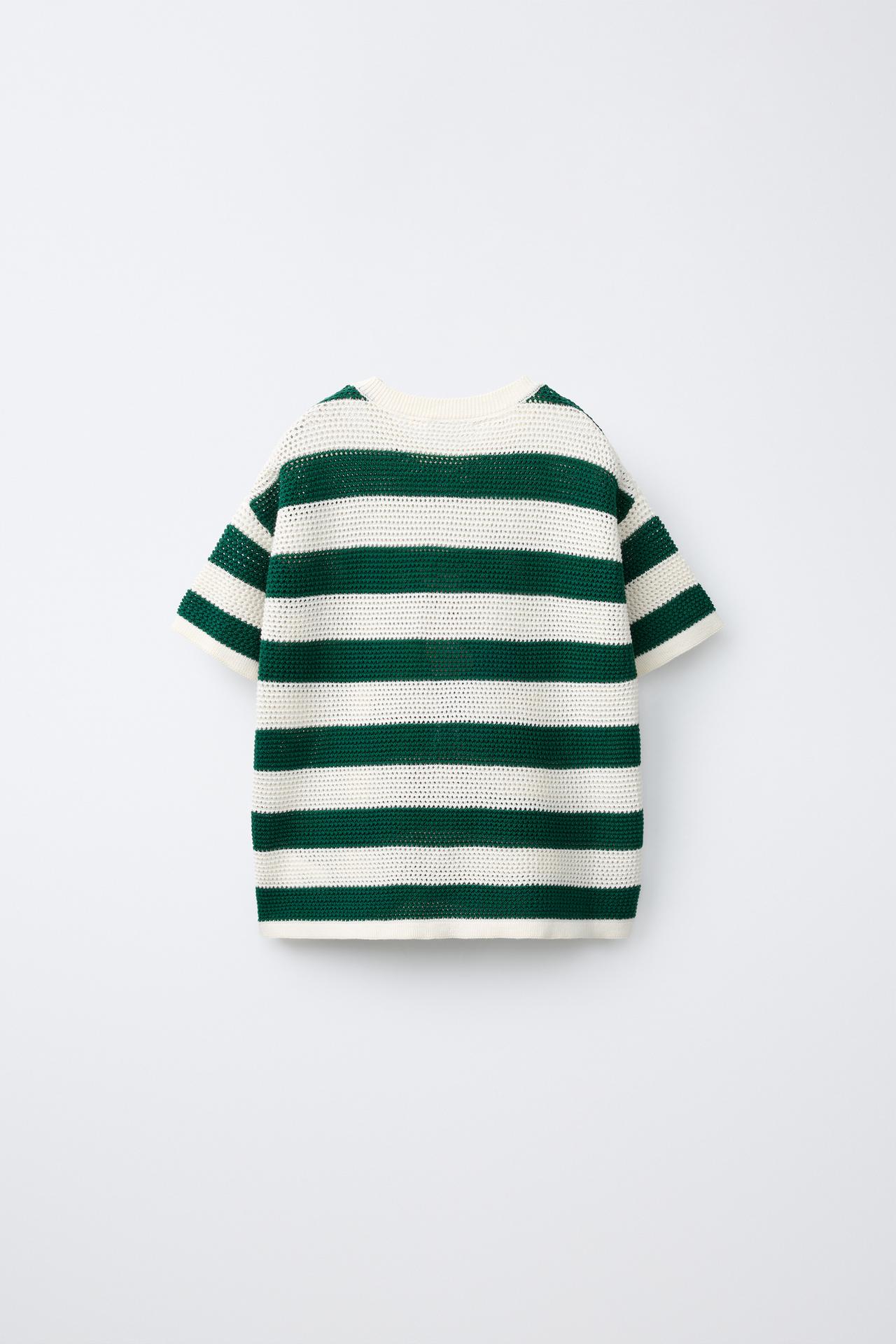 TOY STORY © DISNEY PIXAR STRIPED KNIT T-SHIRT — Ecru / Green