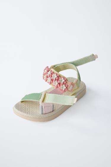 SANDALES À BRIDES FLEURIES - Rose de Zara - Image 2