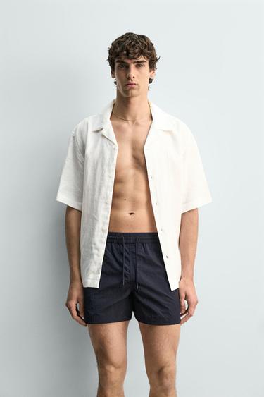 MAILLOT DE BAIN MI-LONG BASIQUE - Bleu marine de Zara - Image 4