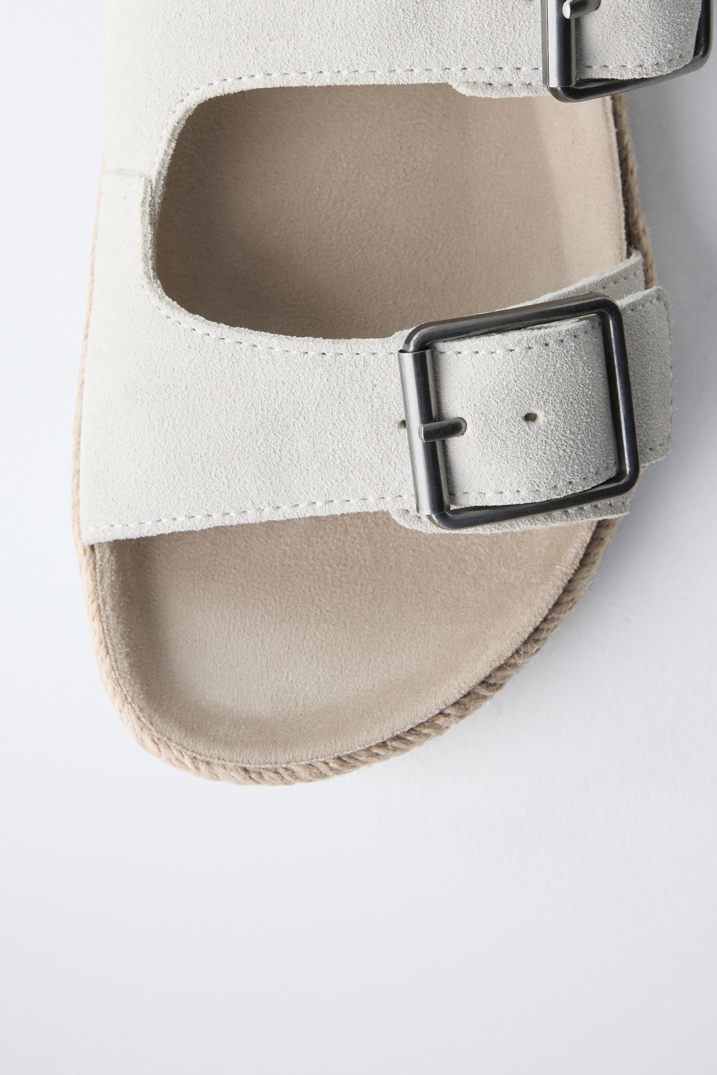 Детские сандалии Zara Leather Buckle, цвет: Молочный белый — фото 6