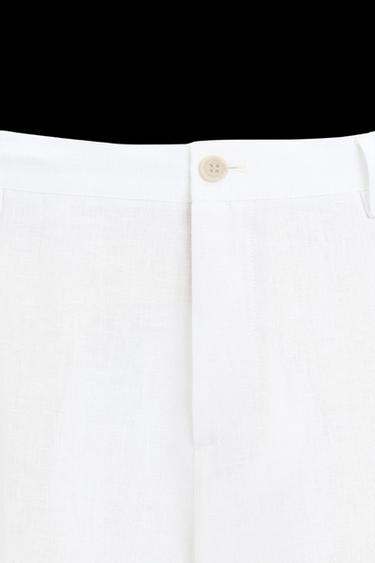 100% LINEN TROUSERS - White by Zara