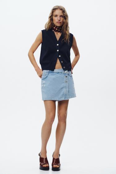 Z1975 RIPPED DENIM SKORT - Light blue by Zara - Image 0