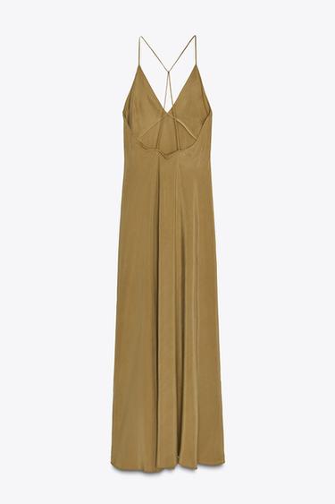 VESTIDO LENCERO ZW COLLECTION - Khaki de Zara