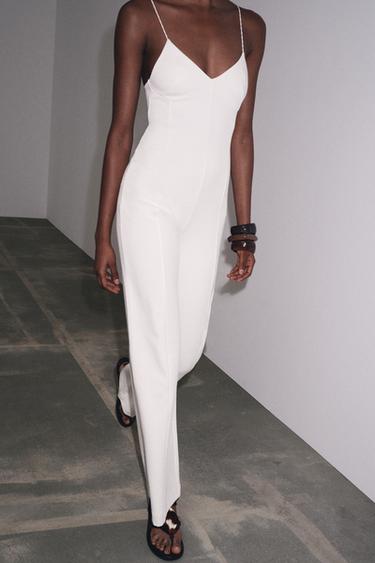 INTERLOCK WIDE-LEG JUMPSUIT - White by Zara - Image 3