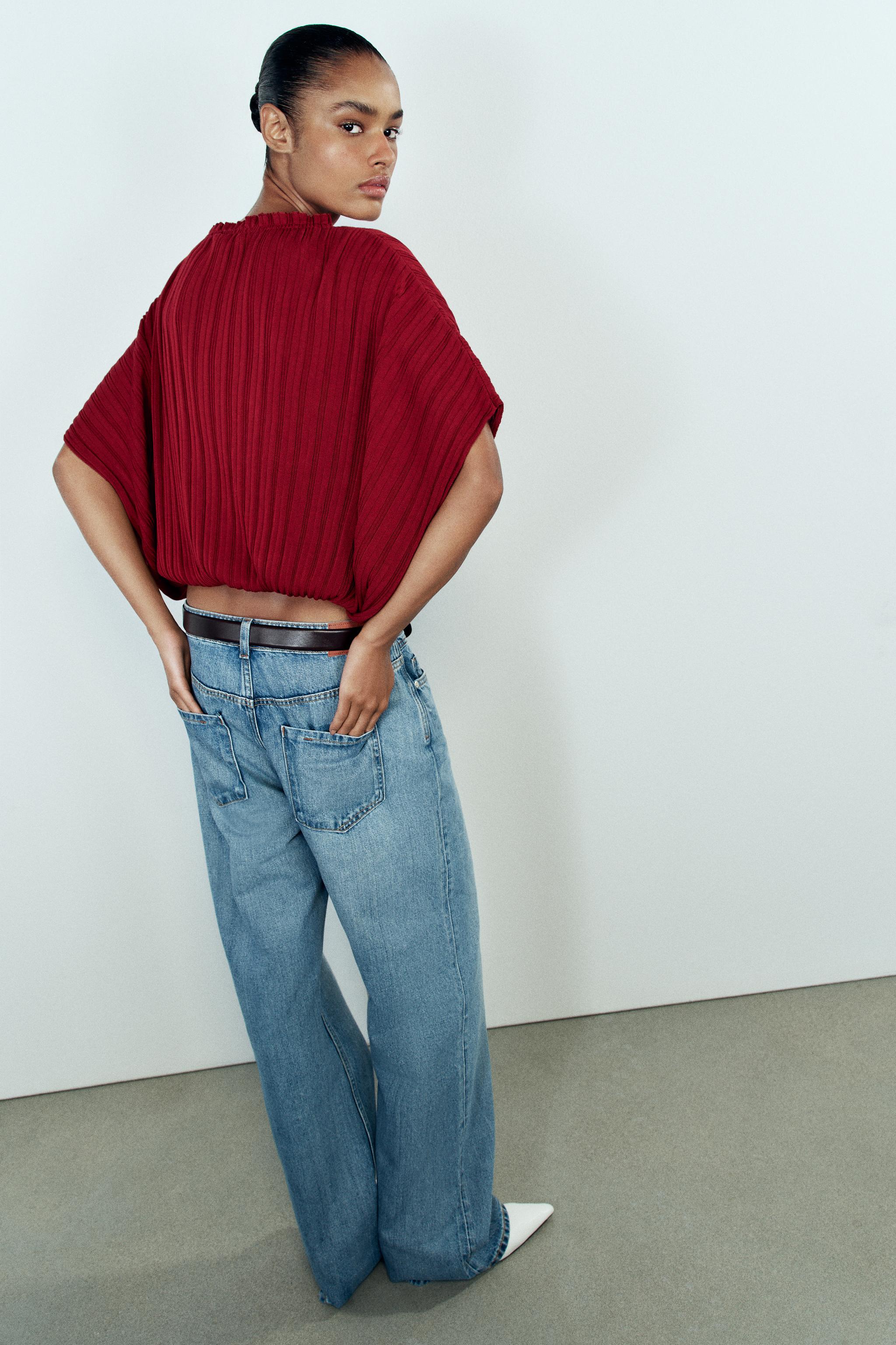 Zara Geniş Fitilli Triko Top görsel 5