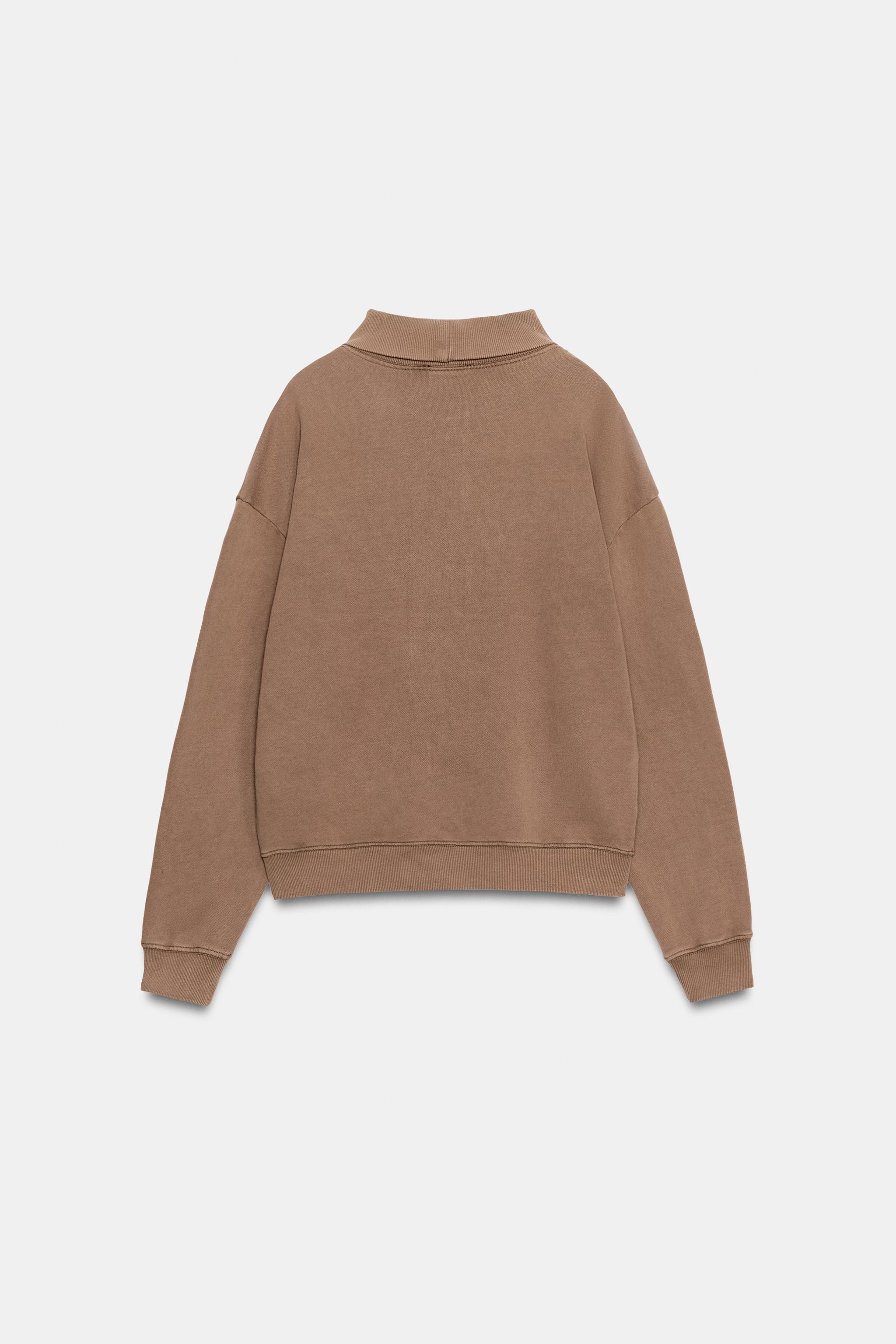 Zara SOLUK EFEKTLİ YÜKSEK YAKALI SWEATSHIRT görsel 8