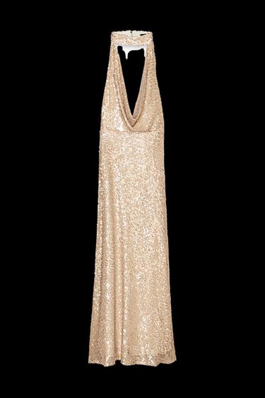 SEQUINNED MIDI DRESS - Beige-pink by Zara - Image 0