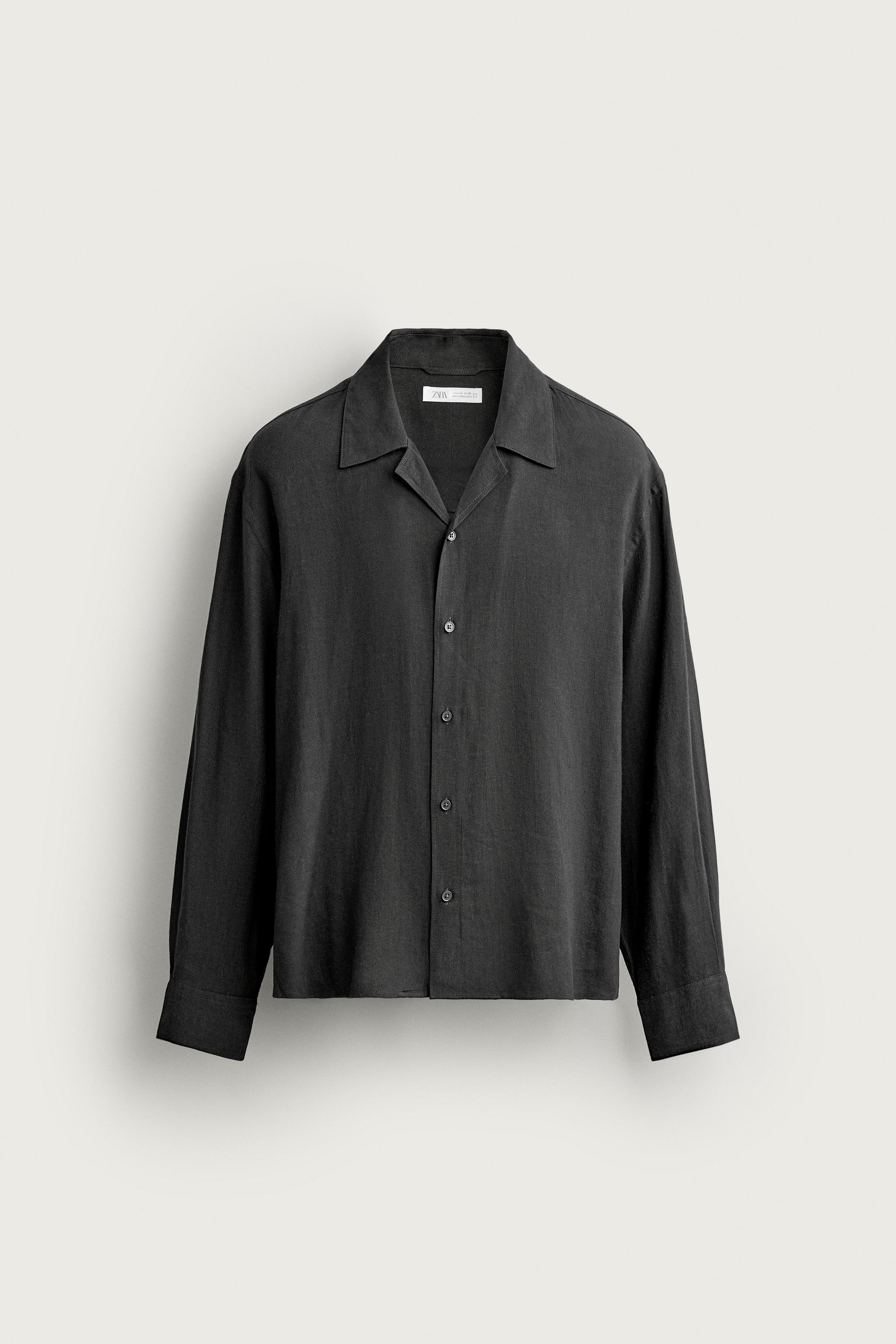Мужские рубашки Zara VISCOSE-LINEN BLEND SHIRT — фото 6