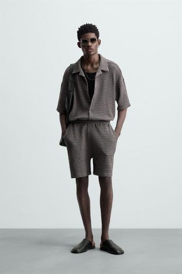 Zara IRREGULAR TEXTURED SHORTS - Anthracite Gray - Image 0