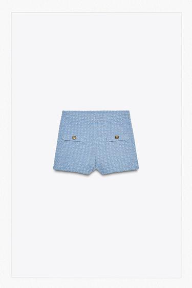 HIGH-WAIST STRETCH SHORTS - Blue marl by Zara
