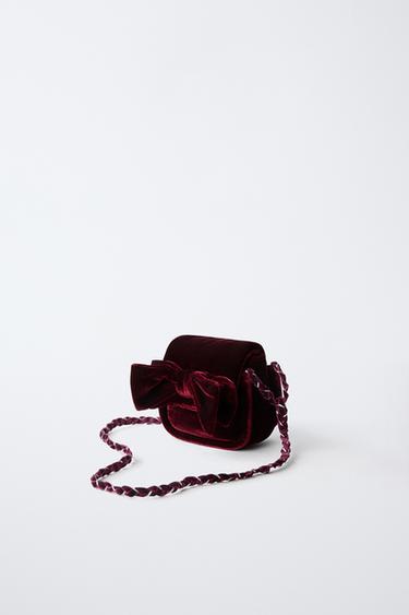 VELVET BOW CROSSBODY BAG - Burgundy Red by Zara - Image 1