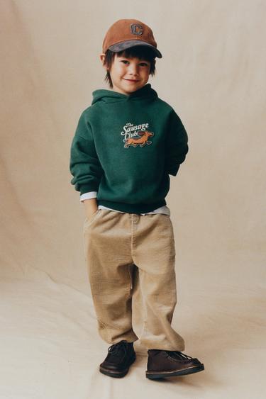 SUDADERA CAPUCHA PERRO SALCHICHA - Verde de Zara