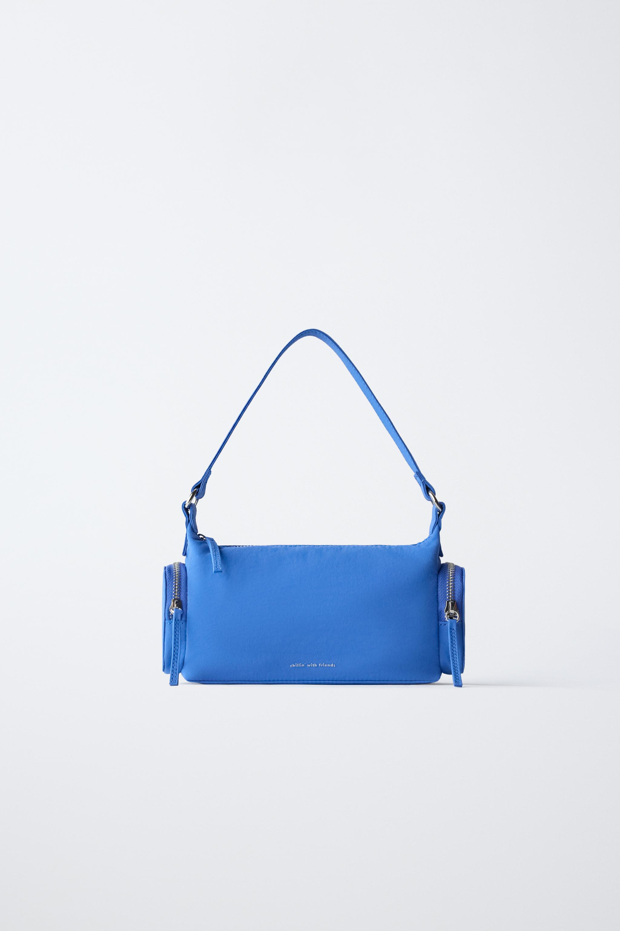 SHOULDER BAG WITH POCKETS — Bluish