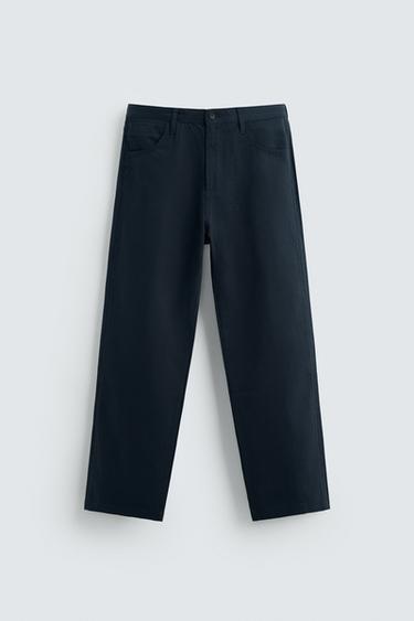 PANTALÓN ALGODÓN - LYOCELL - Marino de Zara